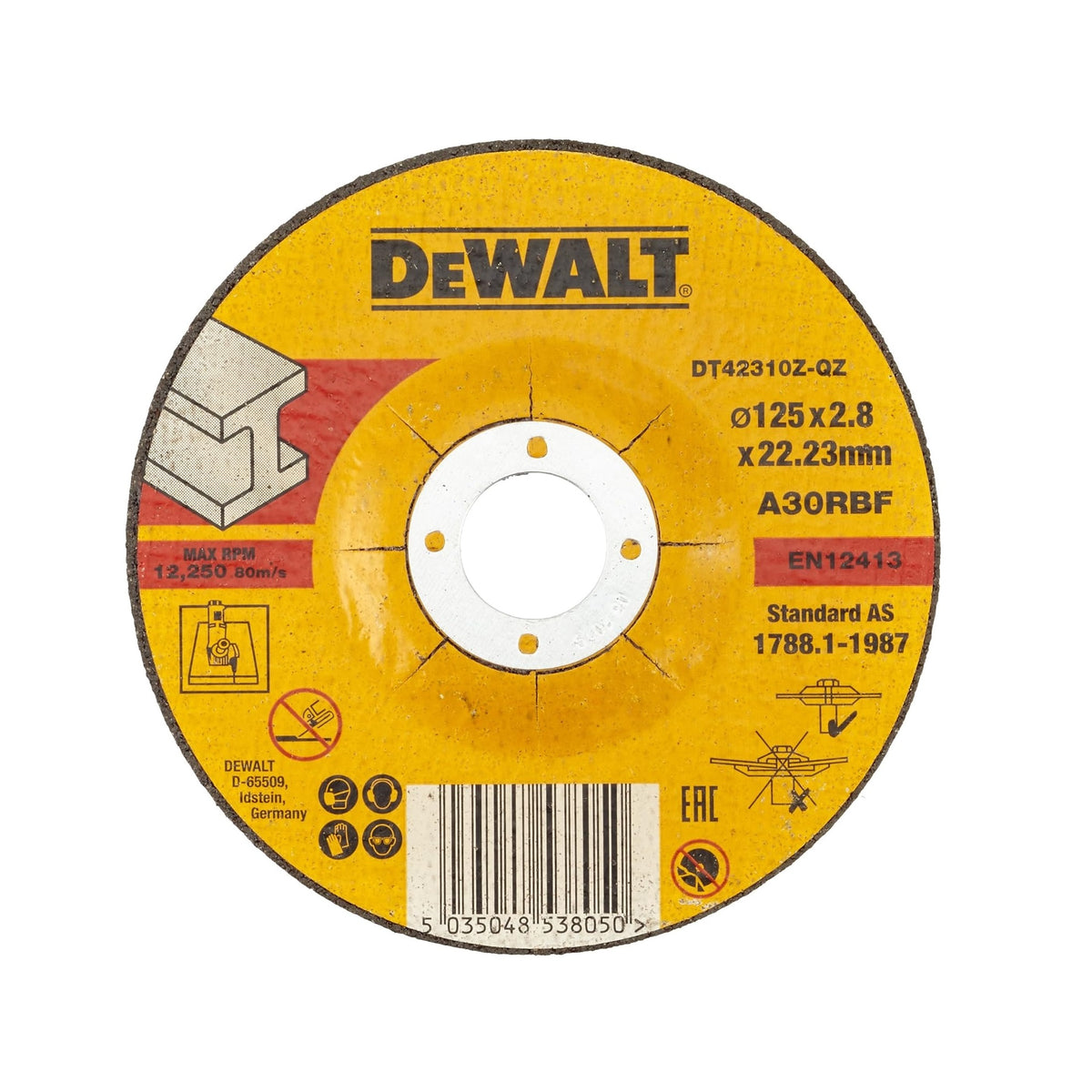 Dewalt Metal Cutting Disc Yellow 125mm X 2.8mm DT42310Z- QZ | Bore Size - 22.3mm | Standard AS 1788.1-1987