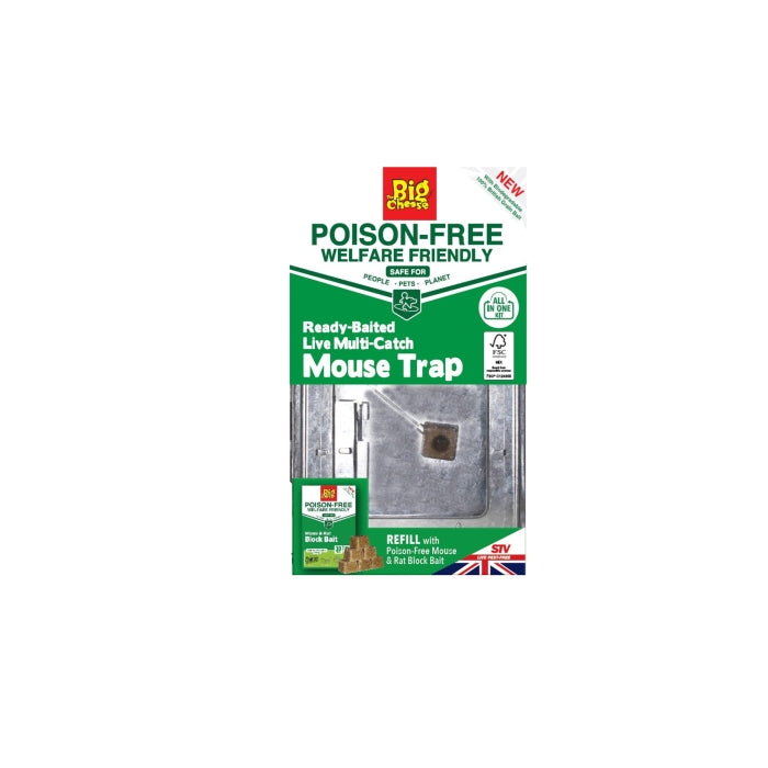 The Big Cheese Ready-Baited Live Multi-Catch Mouse Trap Silver STV202 | Poison Free | Welfare Friendly | All in One Kit | Control Mice Around the Home | Durable | Self-setting Mechanisms | Damp Proof