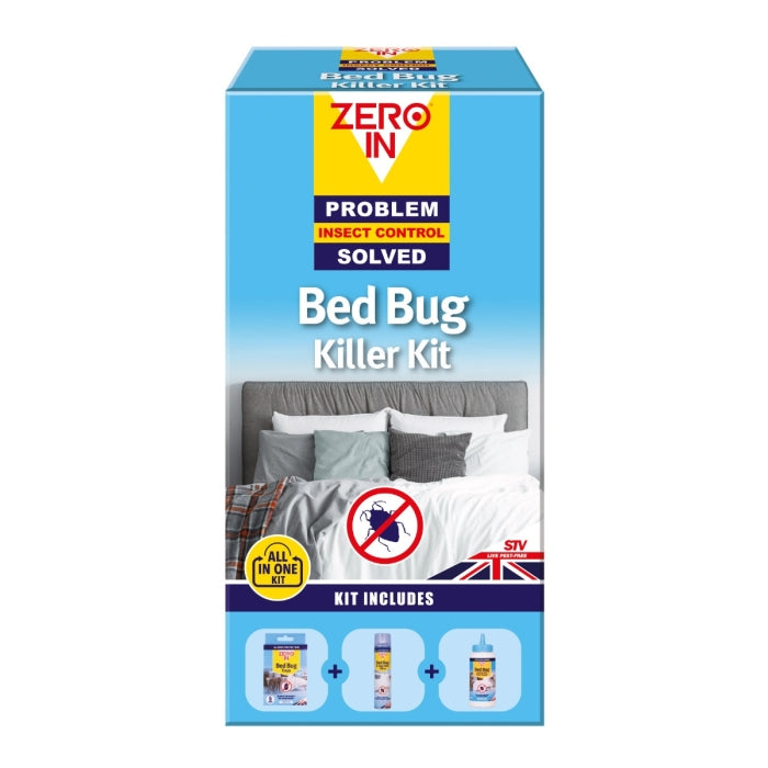 STV Zero In Bed Bug Killer Kit COM008 | Problem Insect Control Solved | All in One Home Treatment| Kit Includes Bed Bug Traps, Bug Killer 250g Powder, 300ml Aerosol