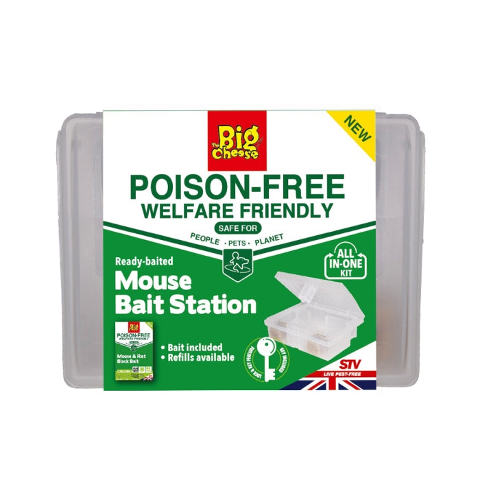 The Big Cheese Ready-Baited Mouse Bait Station White and Green STV206 | All in One | Poison Free | Welfare Friendly | Safe For People | Pets and Planets | Biodegradable | Damp Proof | Moisture Resistant | Highly Palatable