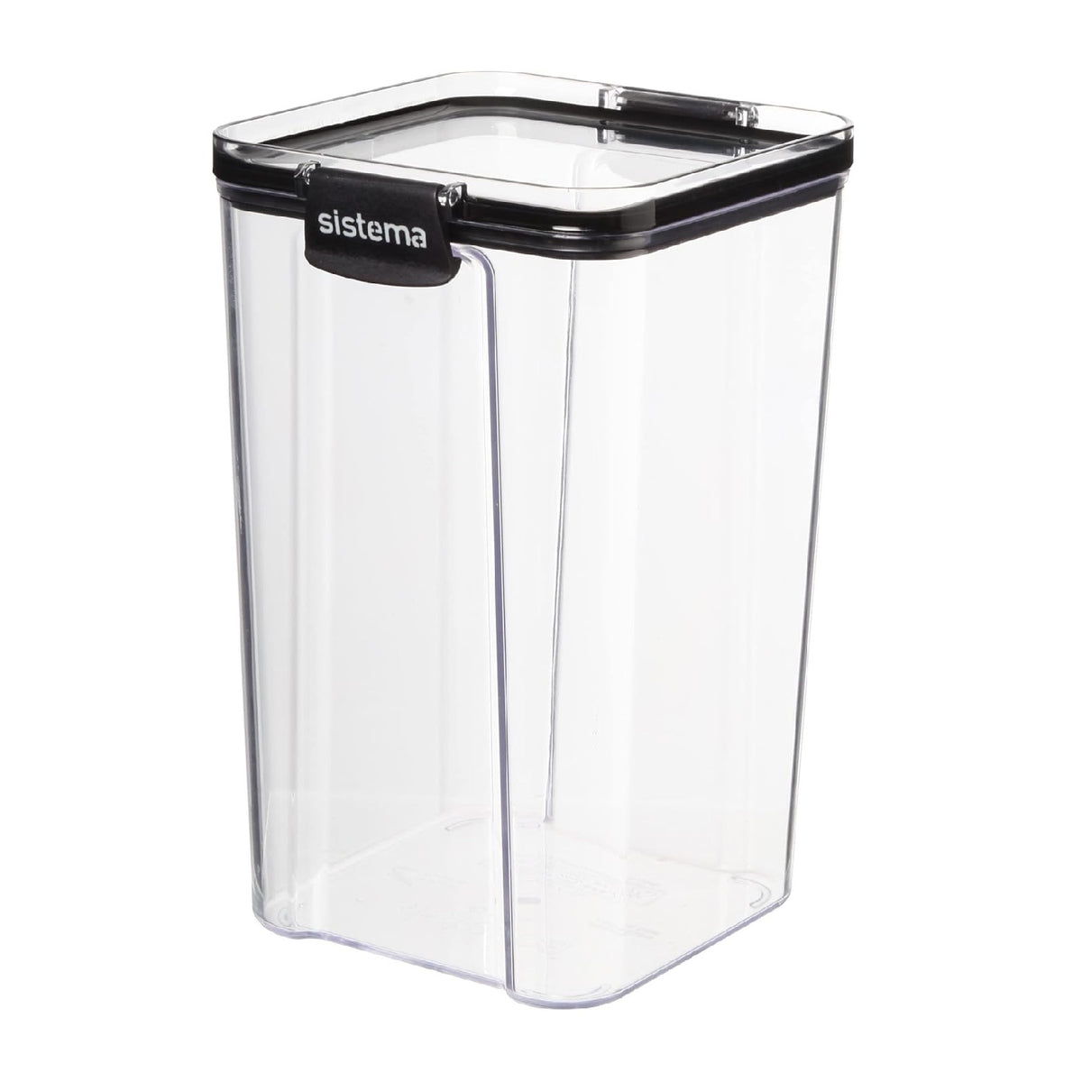 Sistema Tritan Ultra Square Food Storage Container Clear Black 1.3Ltr-43.9oz 5002081| High Quality | Ultra Clear | Glass-Like Clarity | Airtight Seal | Impact Resistant | Dishwasher Safe | Phthalate and BPA Free