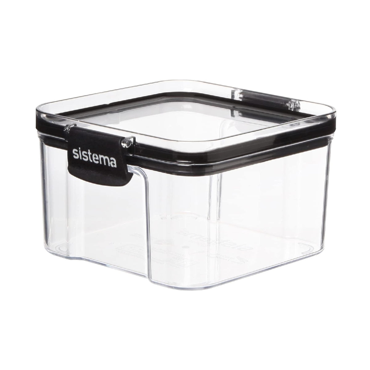 sistema-tritan-ultra-square-food-storage-container-clear-black-460ml-15.5oz-si51400--high-quality--ultra-clear--glass-like-clarity--airtight-seal--impact-resistant--dishwasher-safe--phthalate-and-bpa-free
