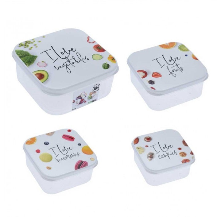 EH Food Storage Box Clear Set of 4 080282 | BPA Free | 1 x 300ml | 1 x 450ml | 1 x 650ml | 1 x 1000ml | Dishwasher Safe