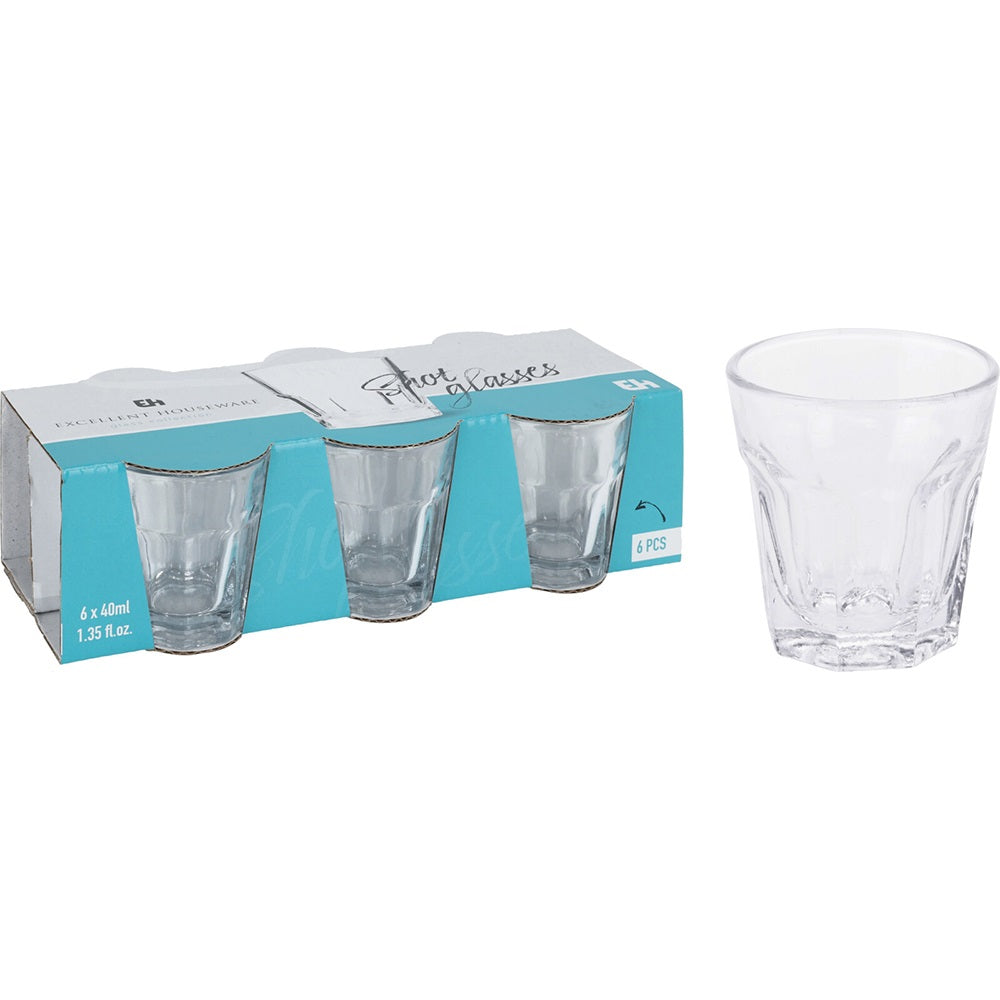 Excellent Houseware Shot Glasses Transparent 40ml Pack of 6 150446