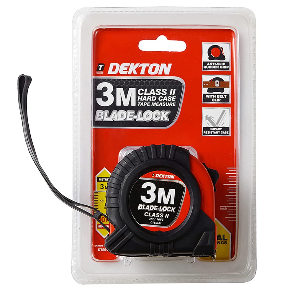 Dekton Class II Hard Case Tape Measure Blade - Lock Black 3Mtr x 19mm Dt55101