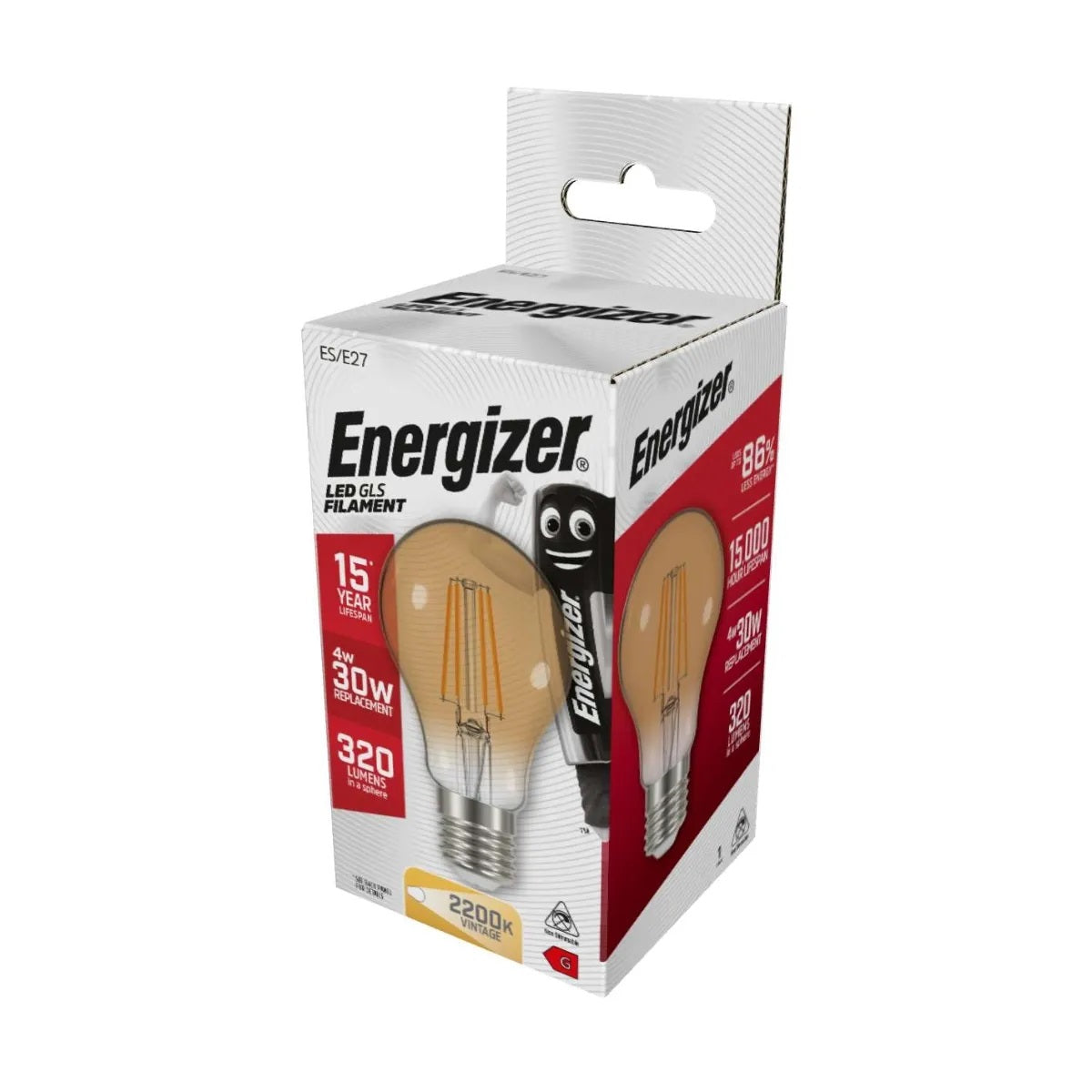 Energizer E27 GLS Filament Non-Dimmable Bulb Gold 60mm x 109mm S12860