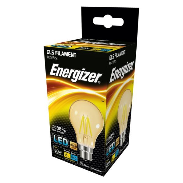 Energizer B22 GLS Filament Non-Dimmable Bulb Gold 60mm x 106mm S12859