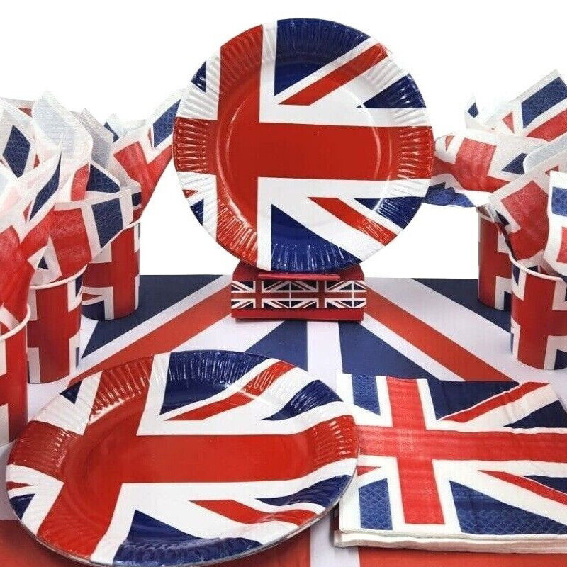 Tallon Party Crazy Union Jack Party Plates Multicolour Large 9-Inch Pack of 8