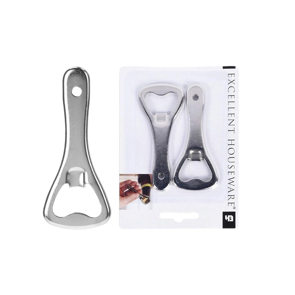 Excellent Houseware Bottle Opener Silver 9cm Pack of 2 098023 | Stainless Steel