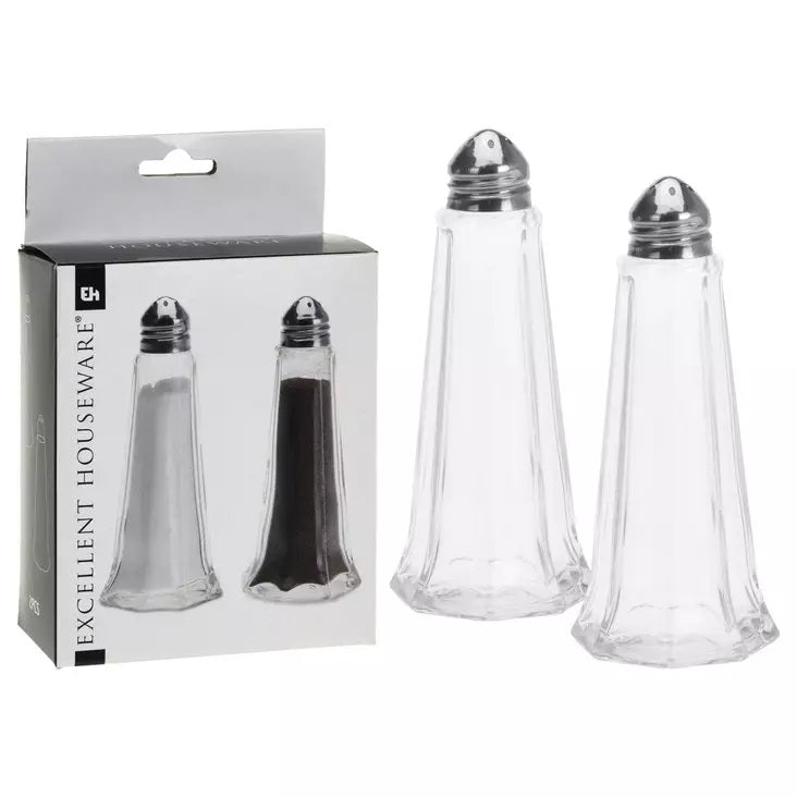 Excellent Houseware Pepper and Salt Glass Shaker Transparent Pack of 2 151192