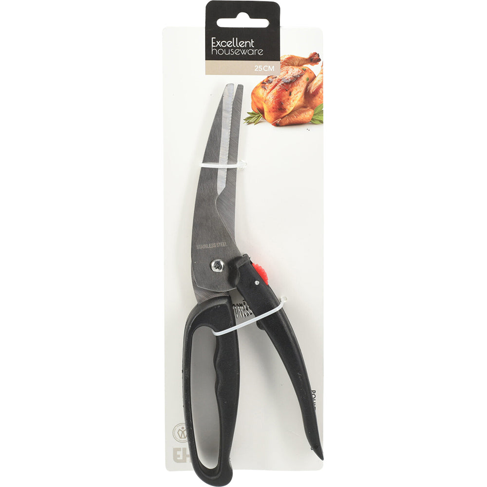 Excellent Houseware Poultry Scissor Black 25cm 117501 | Stainless Steel