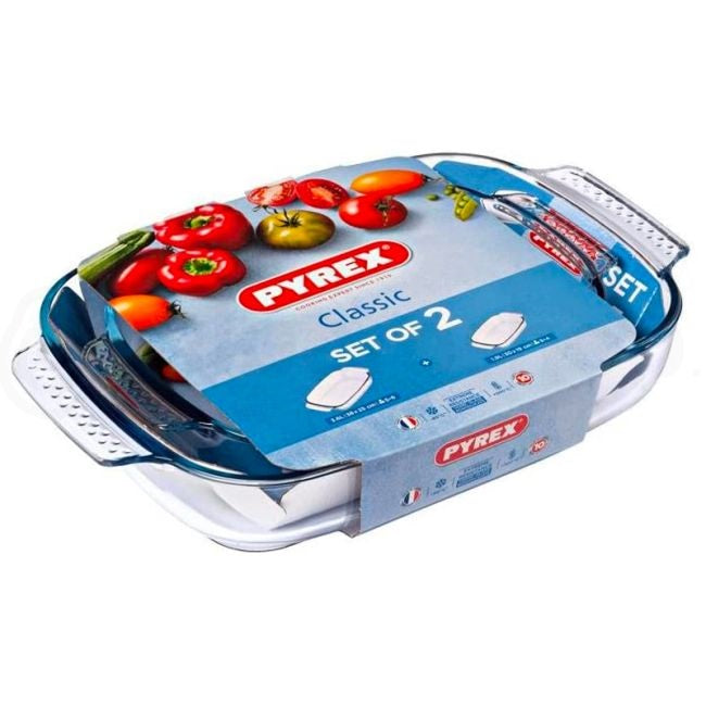 Pyrex Rectangular Roasters Clear 3.6Ltr and 2.6Ltr Set of 2 912S761