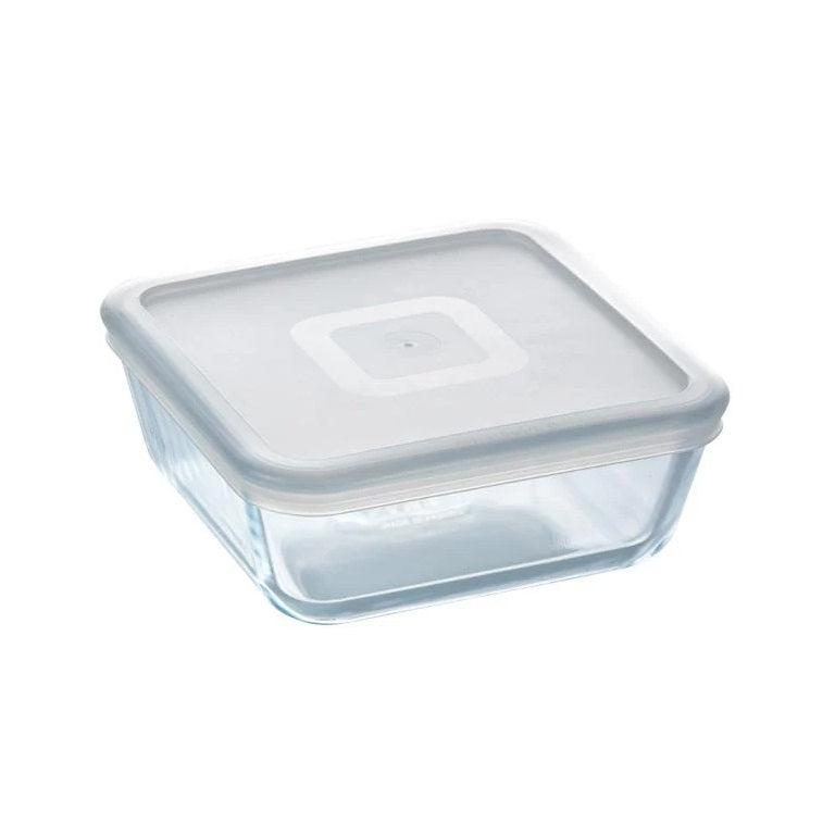 Pyrex Cook and Freeze Glass Square Dish with Plastic Lid Clear 15cm x 15cm x 6cm 0.8Ltr 218P001 | Easy to Store | Stackable | Dishwasher Safe | Oven Safe | Suitable for Freezer