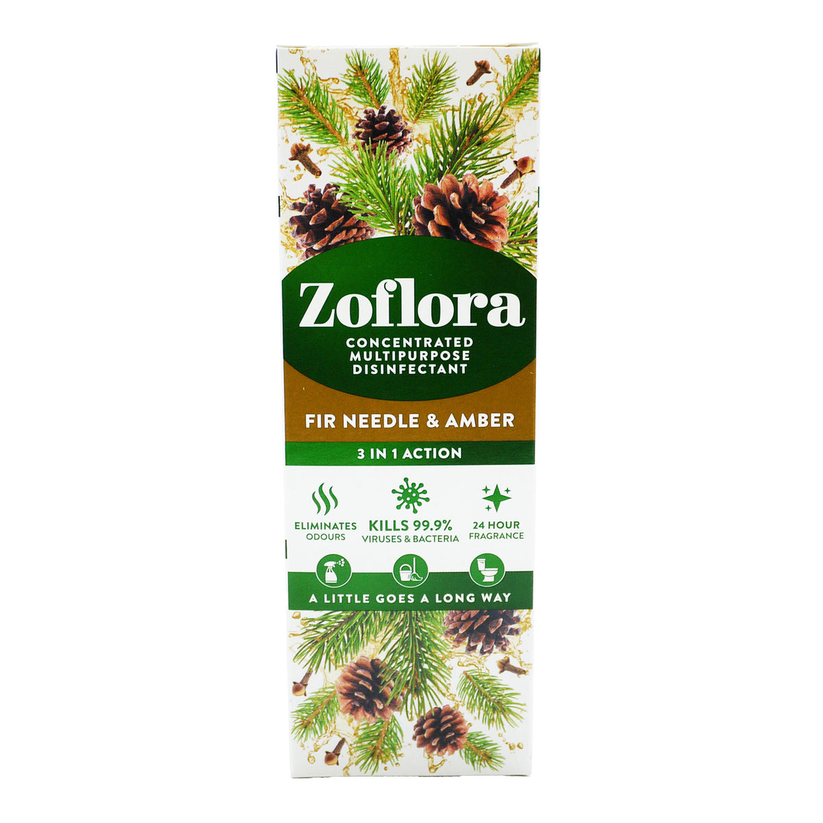 Zoflora Fir Needle and Amber Concentrated Multipurpose Disinfectant 250ml 93017602106 | 3-in-1 Action | Eliminates Odours | Kills 99.9 Percent Viruses and Bacteria | 24 Hours Fragrance
