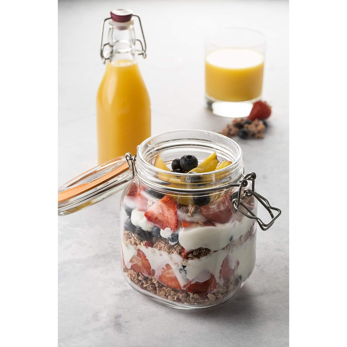 Kilner Glass Cliptop Jar with Wire Bail Clear 1Ltr 25.511