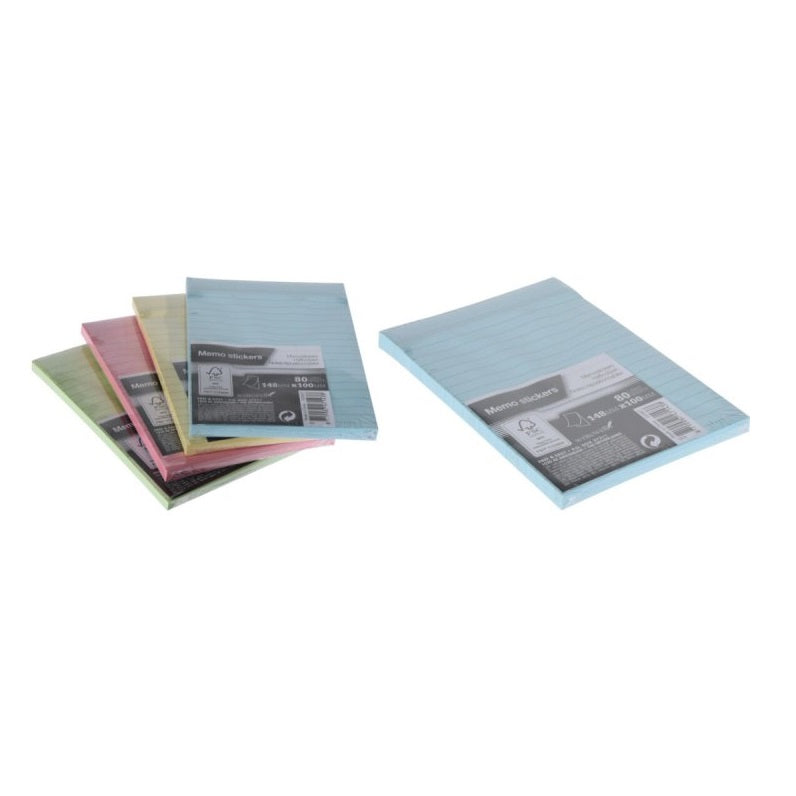 Writewell Memo Sticker Sheets Assorted 148mm x 100mm 071439 | 80 Lined Sheets