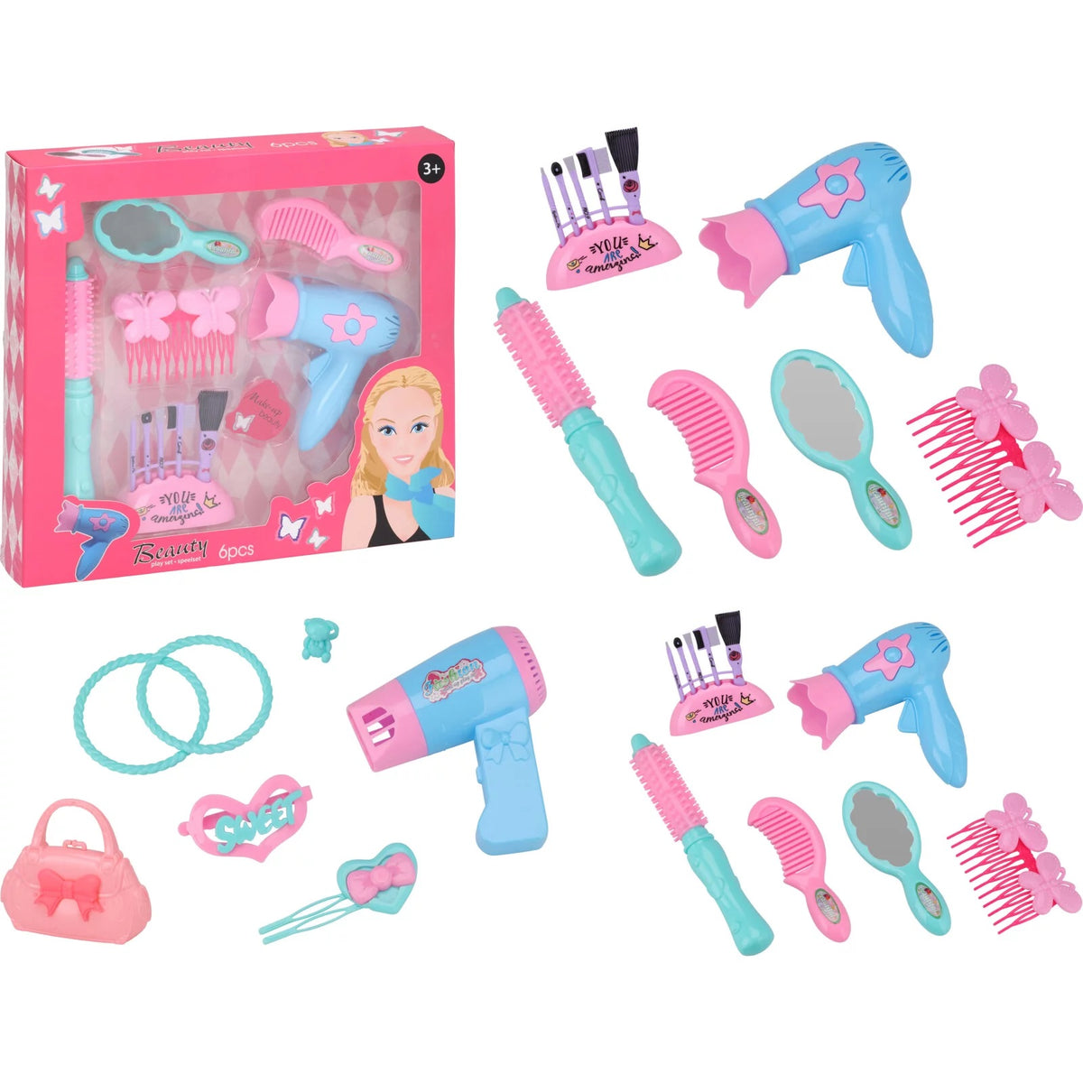 Beauty Play Set Assorted Design Multicoloured Pack of 13 S34-939060 | Fashion Kit | Makeup Accessories