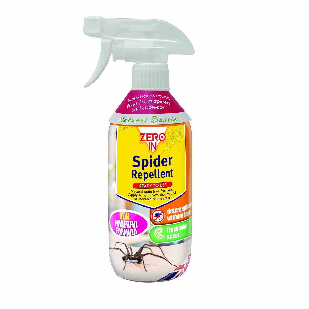 Zero In Spider Stain Free Repellent Spray Multicolour 500ml STV981 | New Powerful Formula | Deters Spiders Without Harm