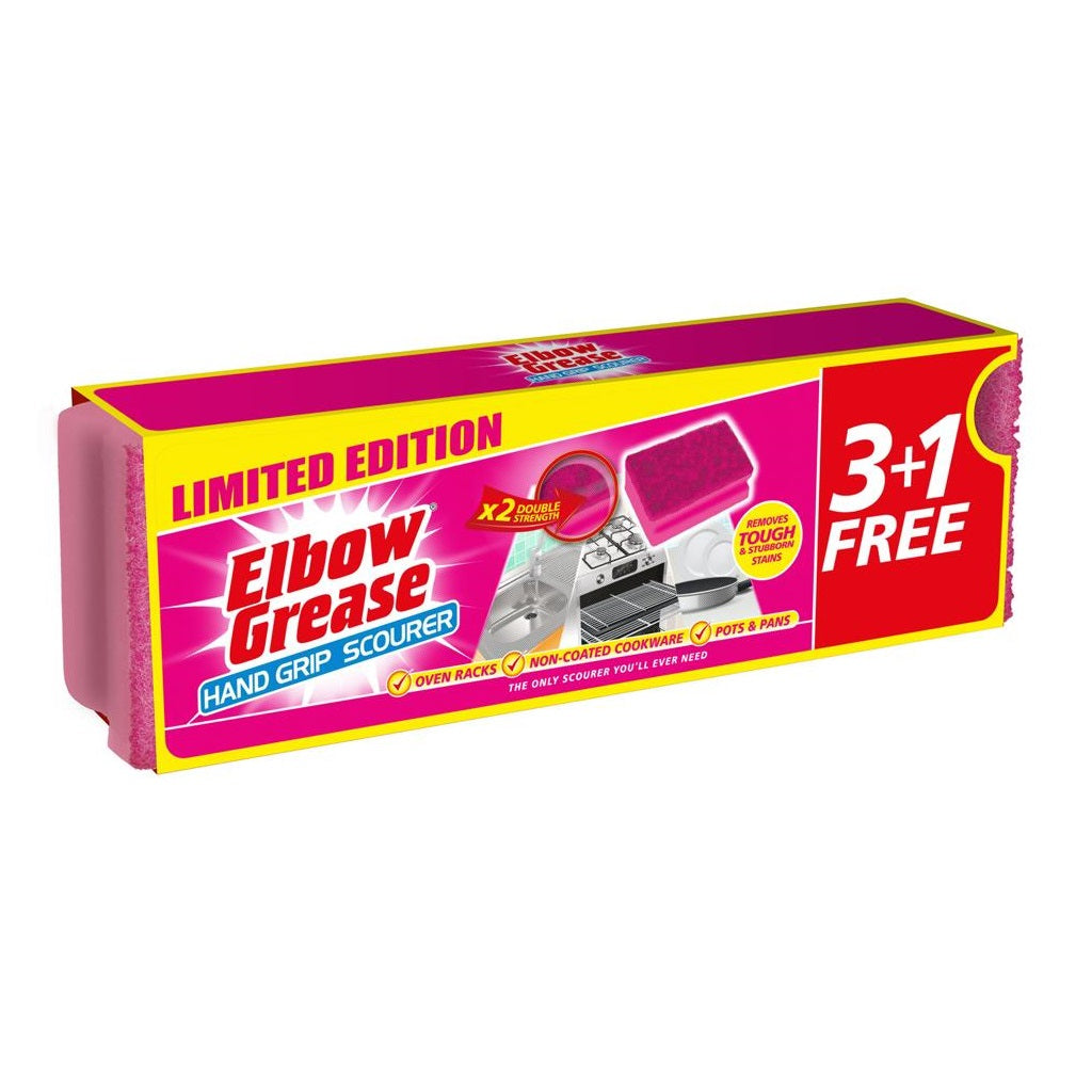 151 Elbow Grease Double Strength Hand Grip Scourer Pink Pack of 4 EG97