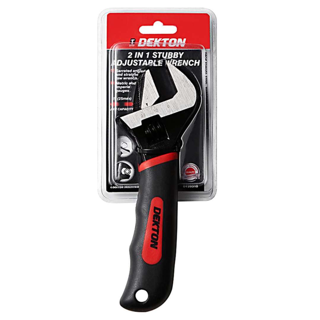 Dekton 2 in 1 Stubby Adjustable Wrench Black 1-Inch DT20310