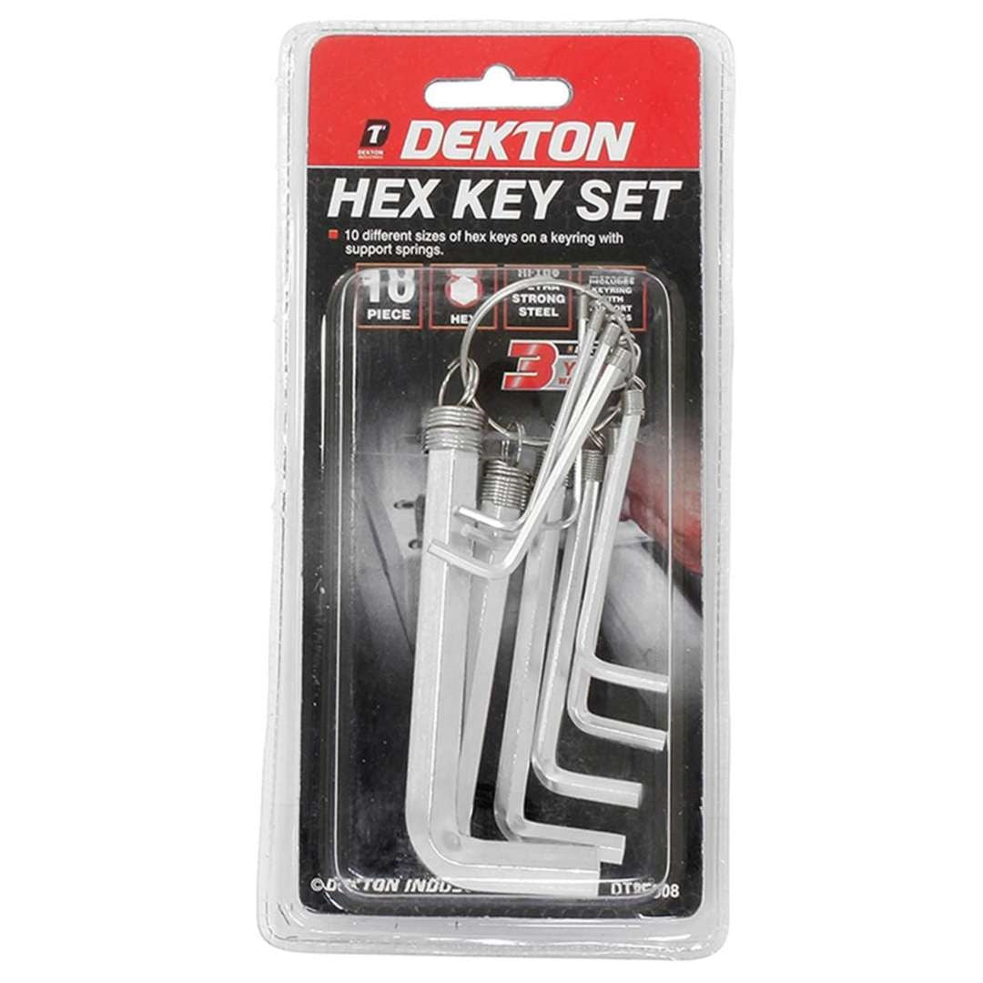 Dekton Hex Key Set Metallic Silver Pack of 10 DT85508 | Heavy Duty Strong Steel