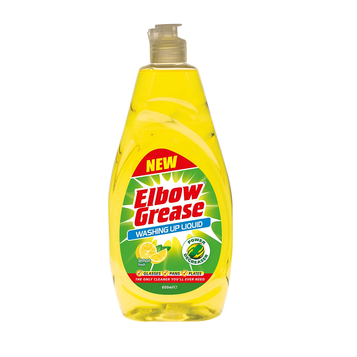 151 Elbow Grease Lemon Fresh Washing Up Liquid Yellow 600ml | Power Degreaser