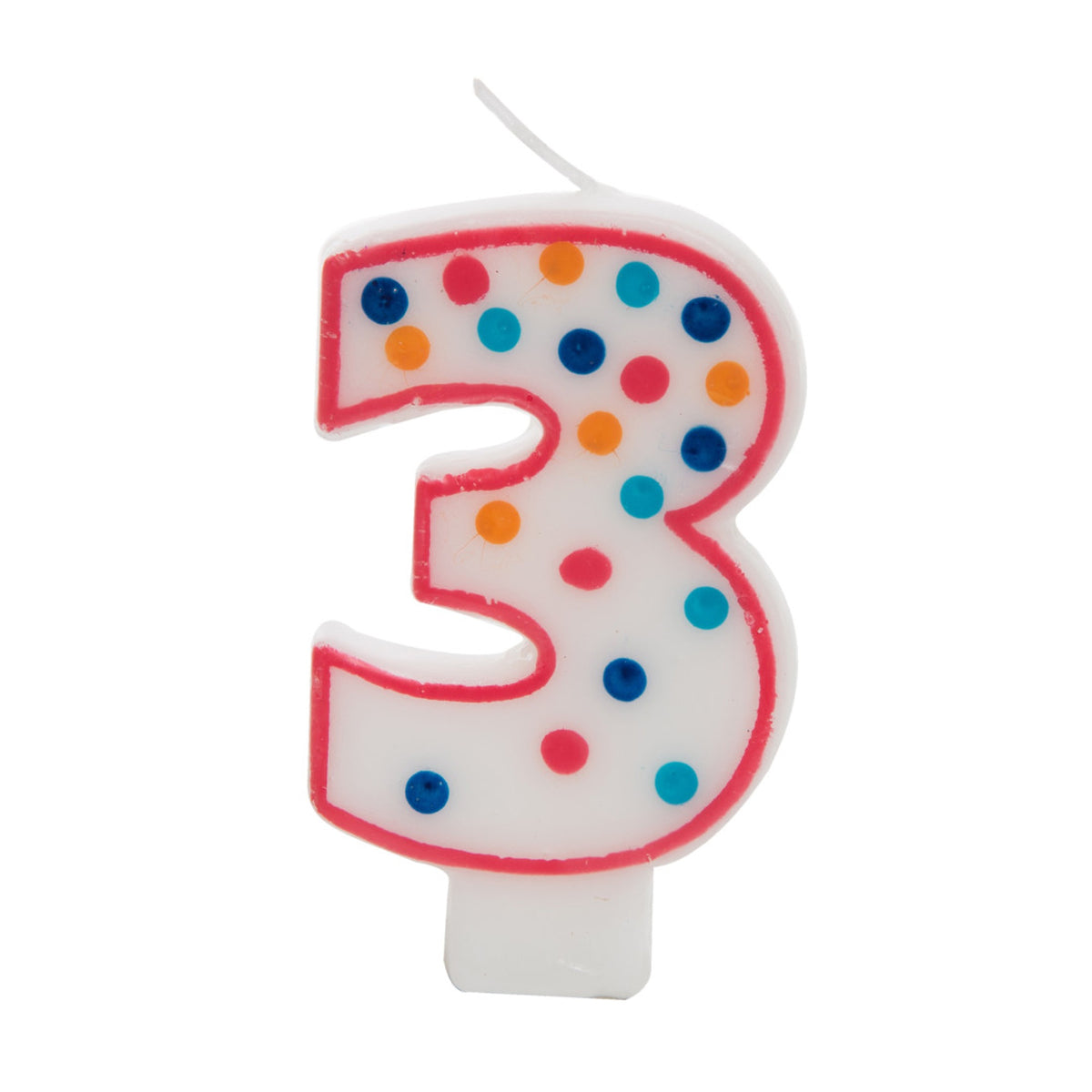 Unique Party Spotty Party Birthday Polka Dot Candle Number 3 Multicoloured 8cm 37303 | Suitable for Anniversaries and Other Special Occasions