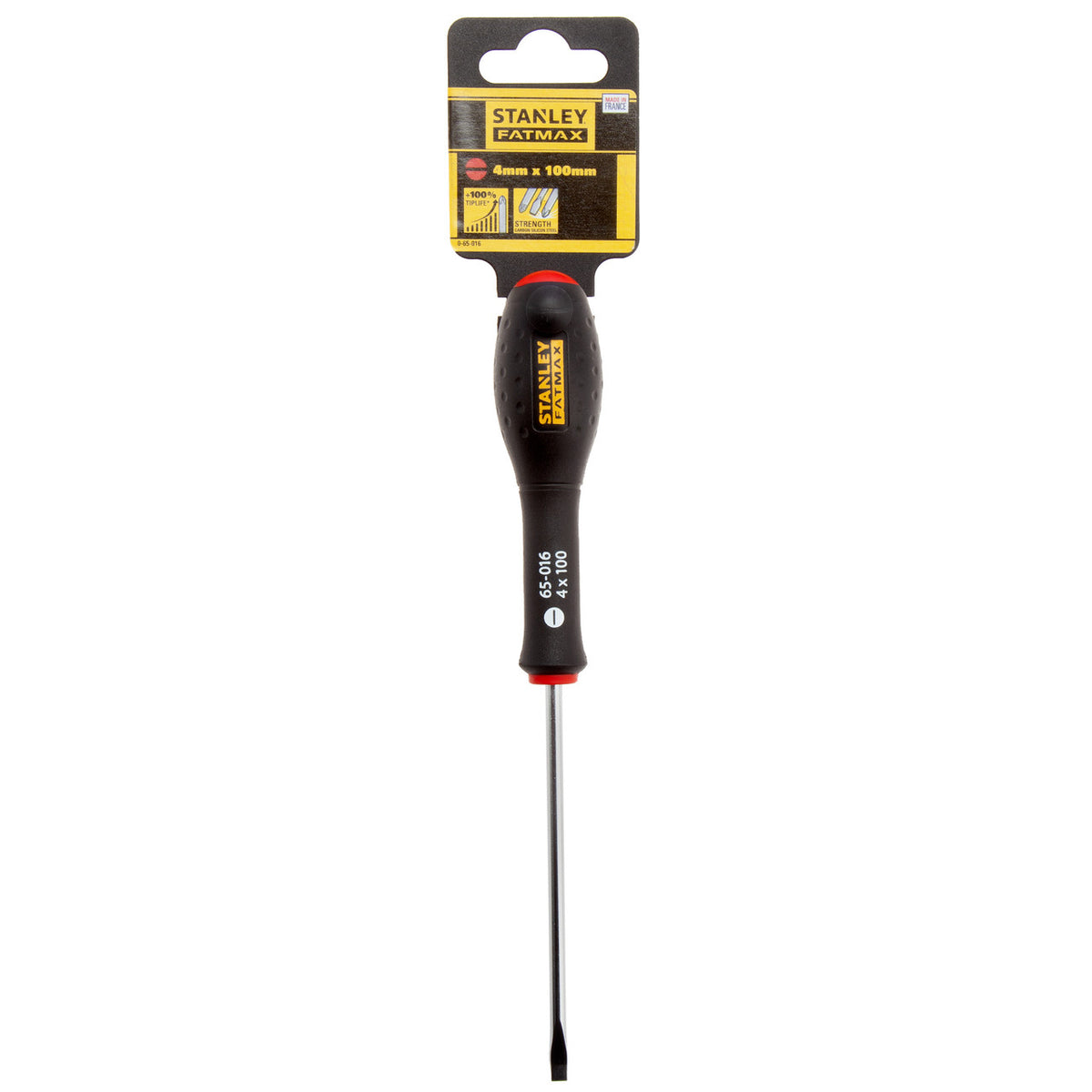 Stanley FatMax Flared Tip Screwdriver Black 4mm x 100mm 0-65-016 | Chrome Vanadium Steel Bar Shaft | Soft-grip Handle