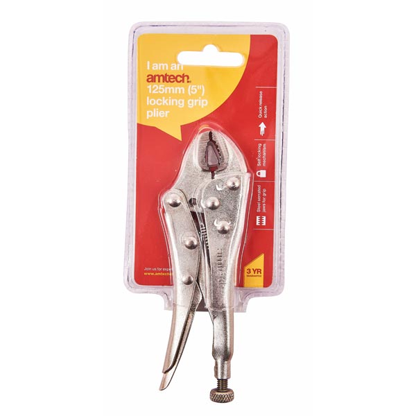 Amtech Locking Grip Plier Nickel Plated 125mm C1300 | Self Locking Mechanism | Quick Release Action