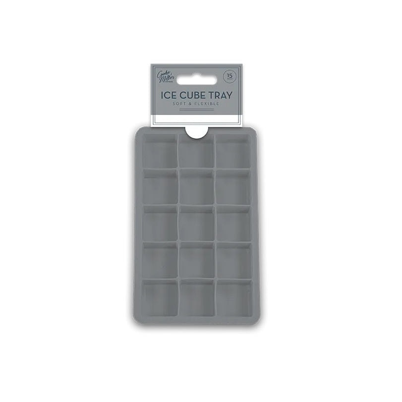 Cooke and Miller Natural Silicone 15 Cells Ice Cube Tray Grey KIT-11064 | Soft and Flexible | Food Safe | Freezer Safe