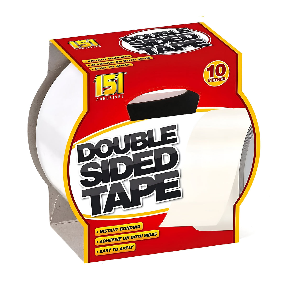 151 Adhesives Double-Sided Tape White 48mm x 10Mtr | Instant Bonding | Adhesive on Both Sides | Easy to Apply