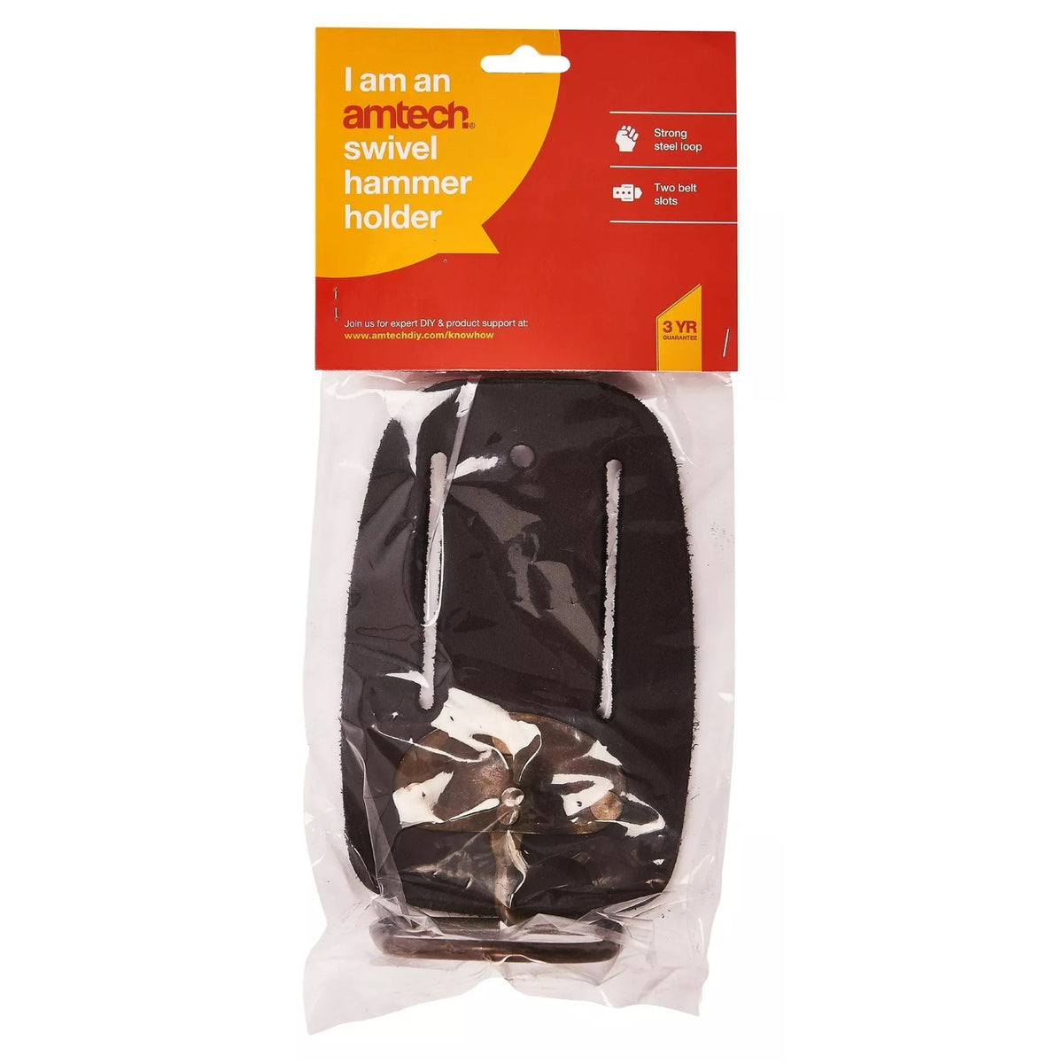 Amtech Heavy Duty Swivel Hammer Holder Dark Brown N2800A | Strong Steel Loop | Two Belt Slots
