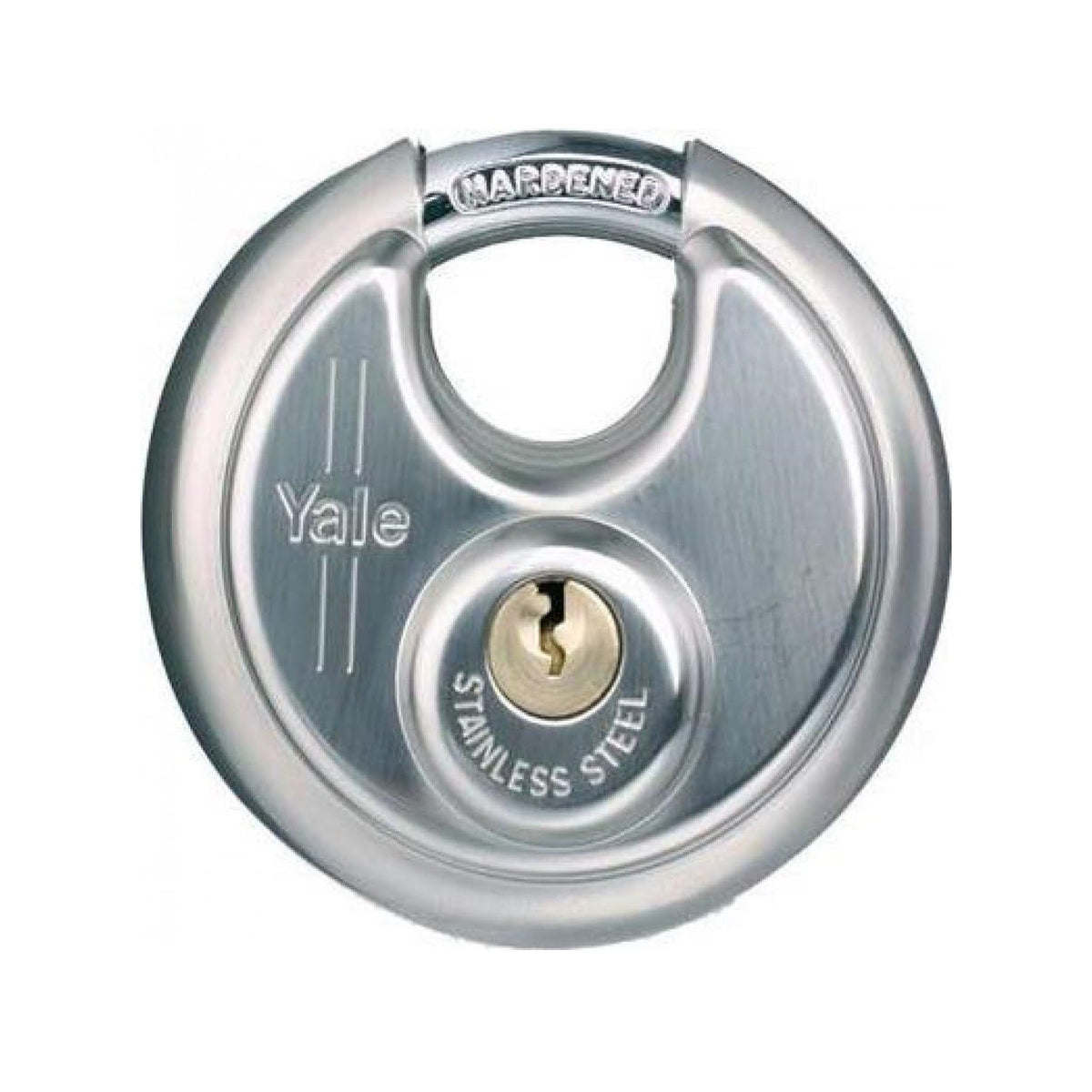 Yale Round Closed Shackle Stainless Steel Padlock with Two Keys Chrome 70mm P130-70-1161