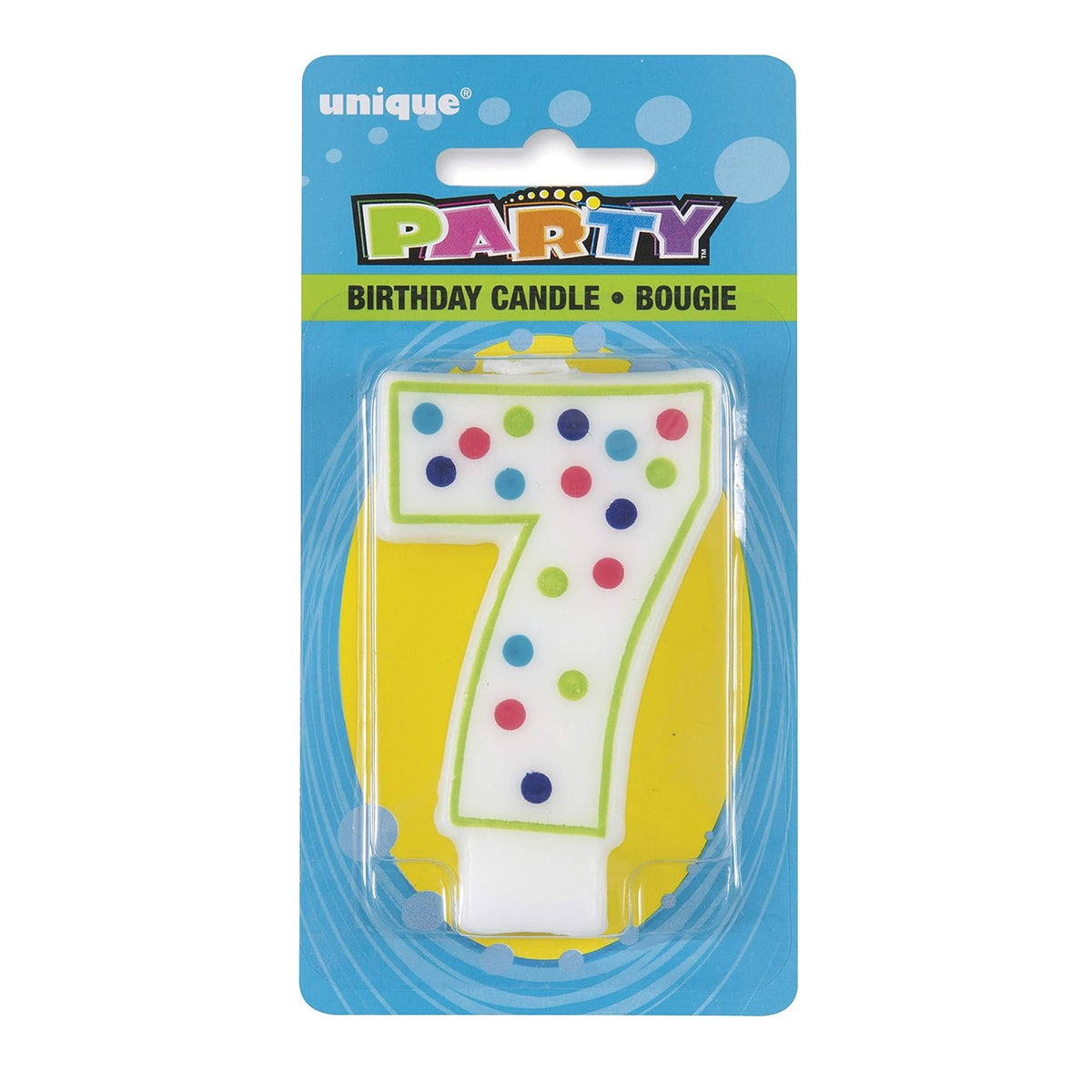 Unique Party Spotty Party Birthday Polka Dot Candle Number 7 Multicoloured 8cm 37307 | Suitable for Anniversaries and Other Special Occasions
