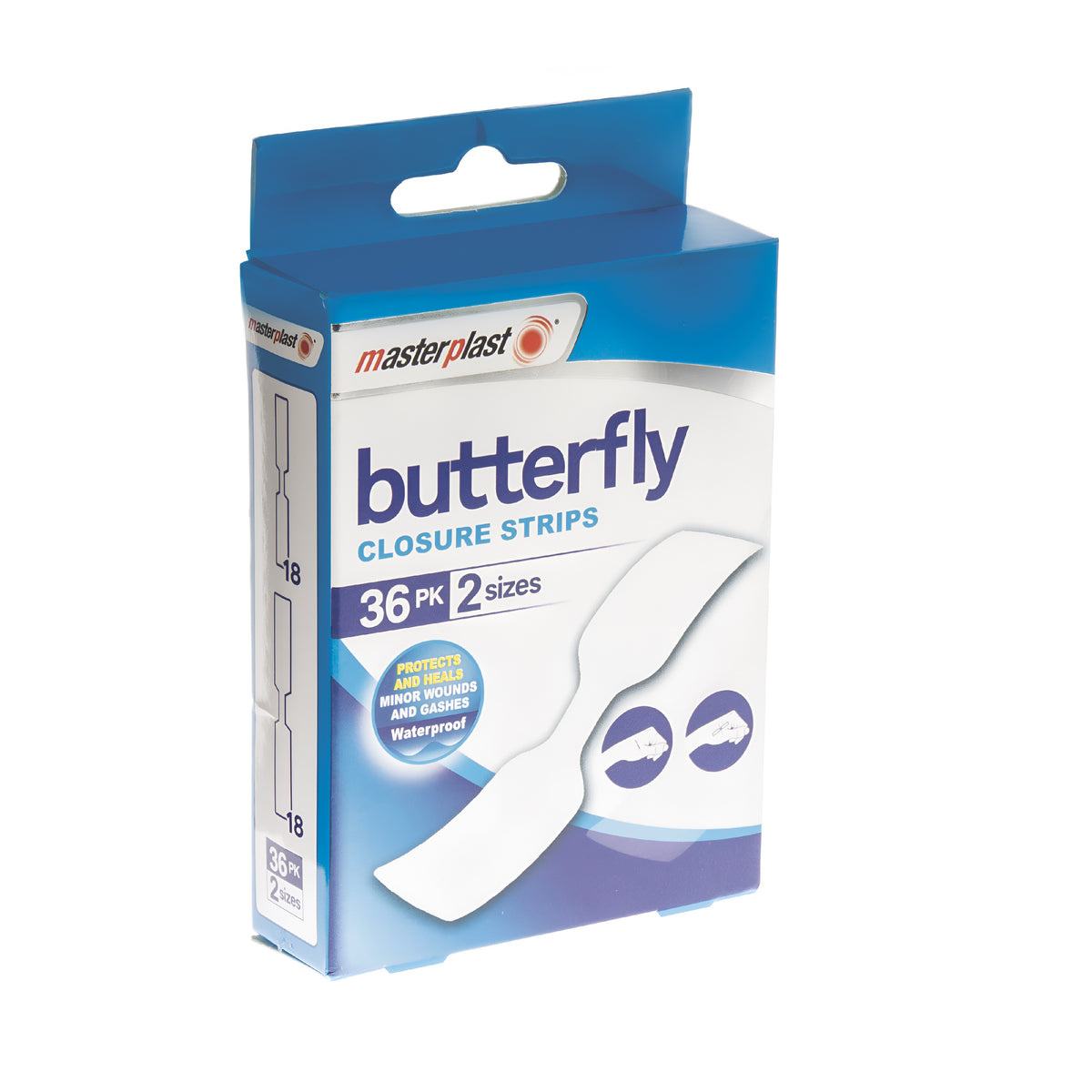 151 Masterplast Butterfly Closure Strips White Pack of 36 MP104224 | Protects and Heals Minor Wounds and Gashes | Waterproof