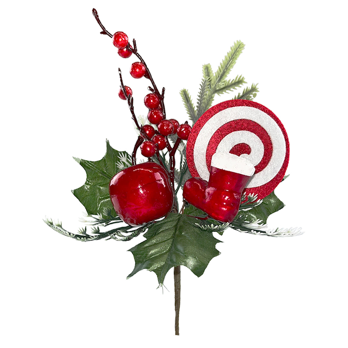 Davies Christmas Artificial Floral Fruit Pick with Red Berries-Apple and Snow Accents Multicoloured 25cm 58539 | Festive Holiday Decoration | Perfect for Wreaths-Centerpieces and DIY Crafts