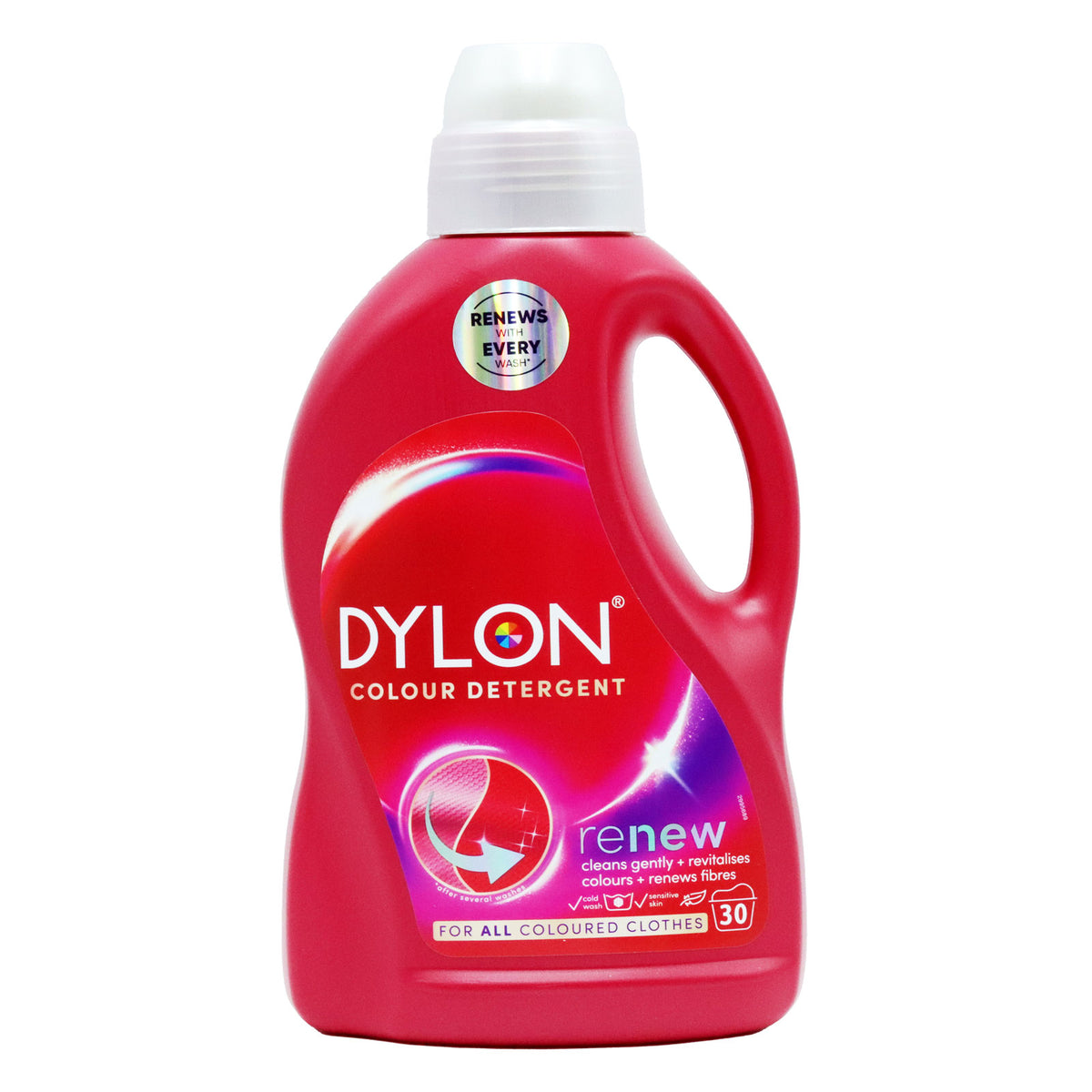 Dylon Triple Renew Formula Colour Detergent Laundry Liquid Red 1.5Ltr 2995713 | Gentle Fabric Wash for Coloured Clothes | Renews and Revitalises Colours | 30 Washes | Biodegradable Formula | For All Coloured Clothes