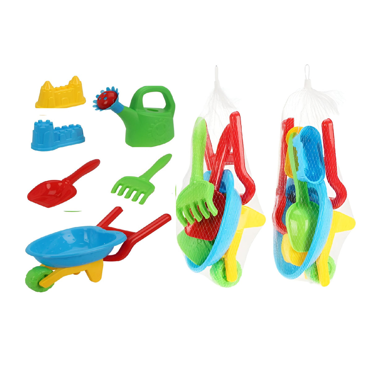 Children Beach Set with Wheelbarrow Assorted Pack of 6 S42-000060