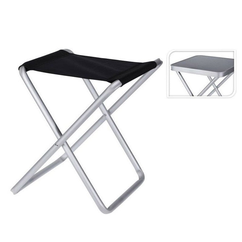 Redcliffs Camping Stool with Tabletop Silver and Black 40cm x 40cm x 47cm 906876