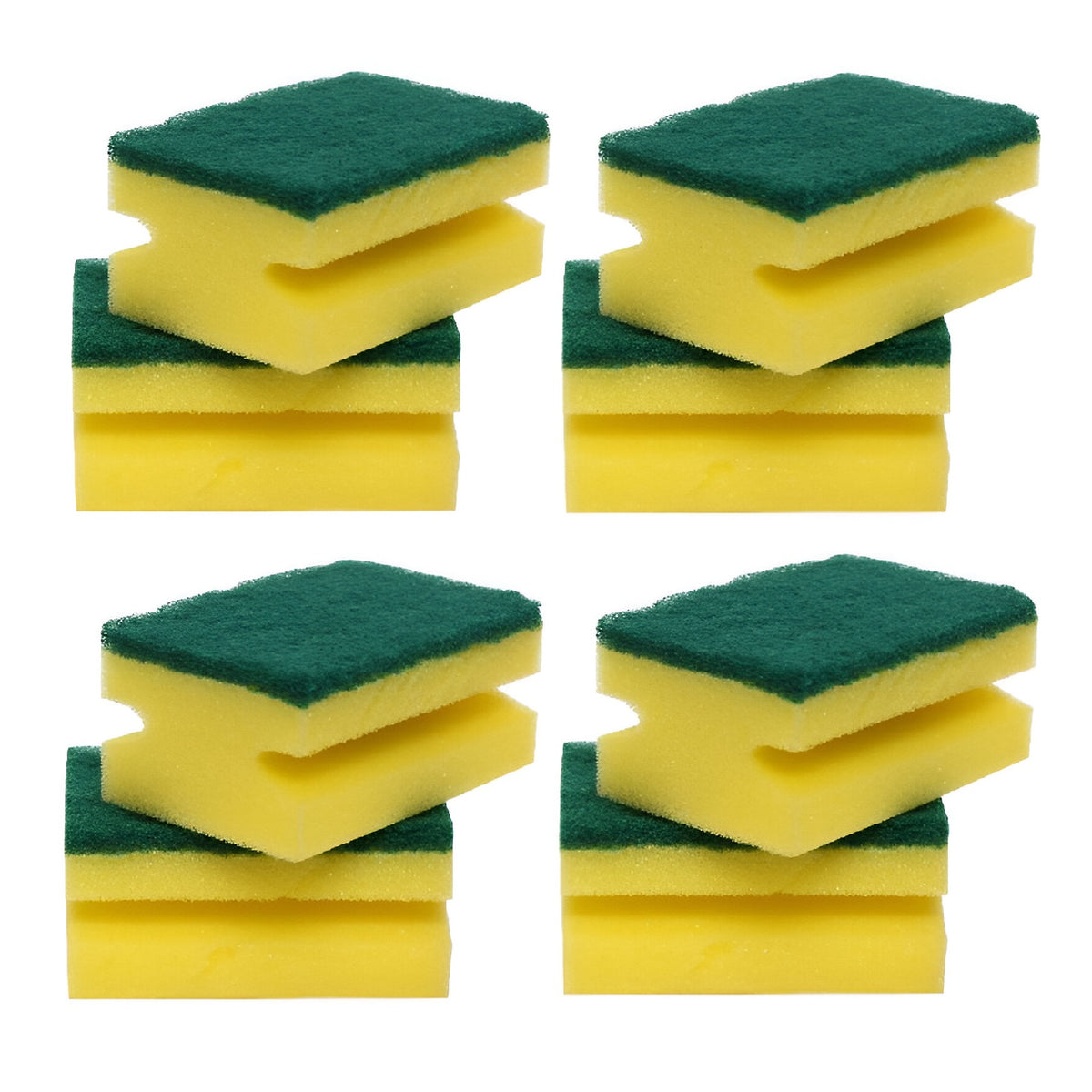 151 Duzzit HandGrip Sponge Scourers Green and Yellow Pack of 8 DZT052A | For Multipurpose Cleaning