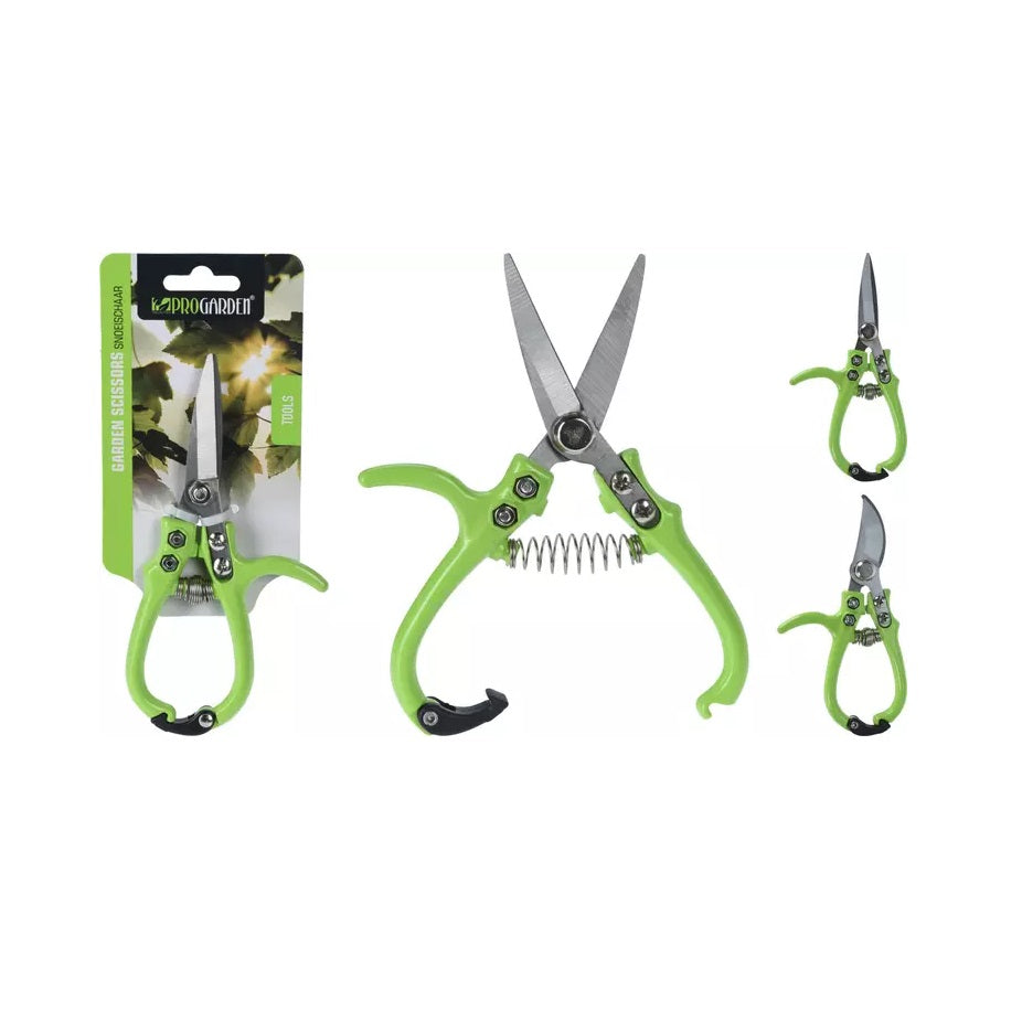 ProGarden Heavy-Duty Garden Scissors with Sharp Stainless Steel Blades Green 11277 | Ideal for Trimming Plants-Flowers and Small Branches