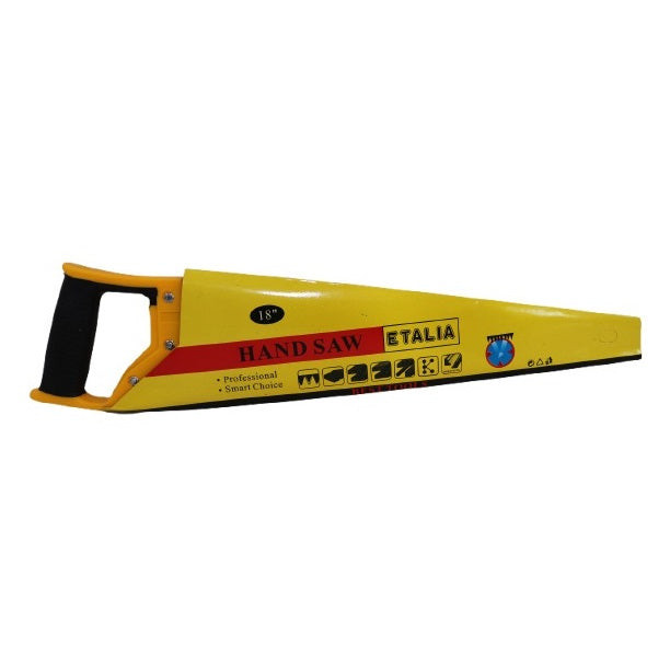 Etalia Sharp High-Carbon Steel Blade Hand Saw Yellow and Black 18-Inch TC153 | Ergonomic Anti-Slip Handle | Wood-Plastic and Drywall Cutting