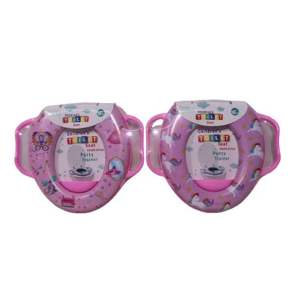 Potty Trainer Soft Padded Children’s Toilet Training Seat with Handles Assorted Colours 35cm x 29.5cm x 7cm Pack of 1 153878 | Fun Assorted Designs for Kids | Fits Standard Toilets | Comfortable and Secure for Toddlers