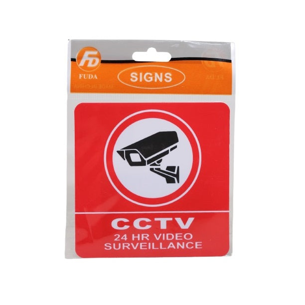 Fuda CCTV Security Sign Red and White 9082 | 24Hr Video Surveillance Warning Sticker | High Visibility Safety Notice | Indoor-Outdoor Use