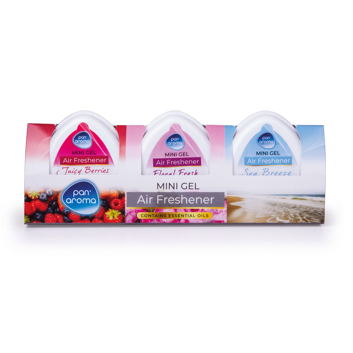 151 pan Aroma Mini Gel Freshener Assorted Pack of 3 PAN0631 | Contains Essential Oils