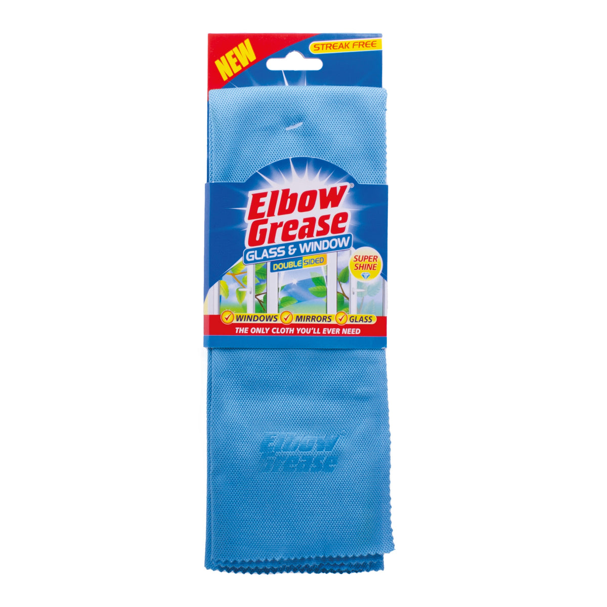 151 Elbow Grease Glass and Window Cloth Blue 49cm x 40cm EG207-CS | Double Sided | Super Shine | Streak Free | Windows - Mirror - Glass