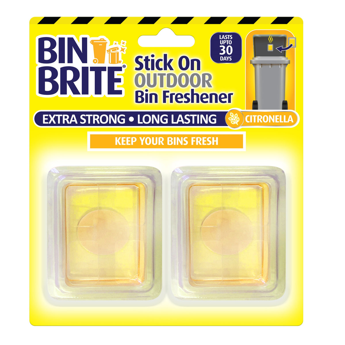 151 Bin Brite Stick On Outdoor Bin Freshener Citronella Yellow Pack of 2 BB019 | Extra Strong | Long Lasting | Keep Your Bins Fresh | Lasts upto 30 Days