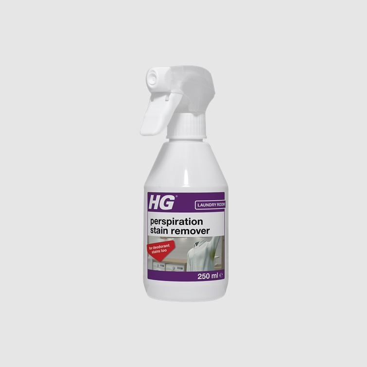 HG Perspiration Stain Remover Spray White 250ml 2312 | Removes Sweat and Deodorant Stains | Laundry Pre-Treatment Solution | Suitable for White and Coloured Fabrics | Biodegradable