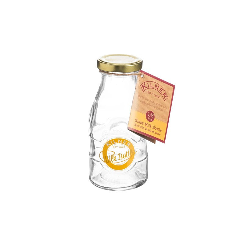 Kilner Glass Milk Bottle with Airtight Lid Transparent 189ml 0025.712 | Vintage-Style Reusable Storage | For Milk-Juices and Beverages