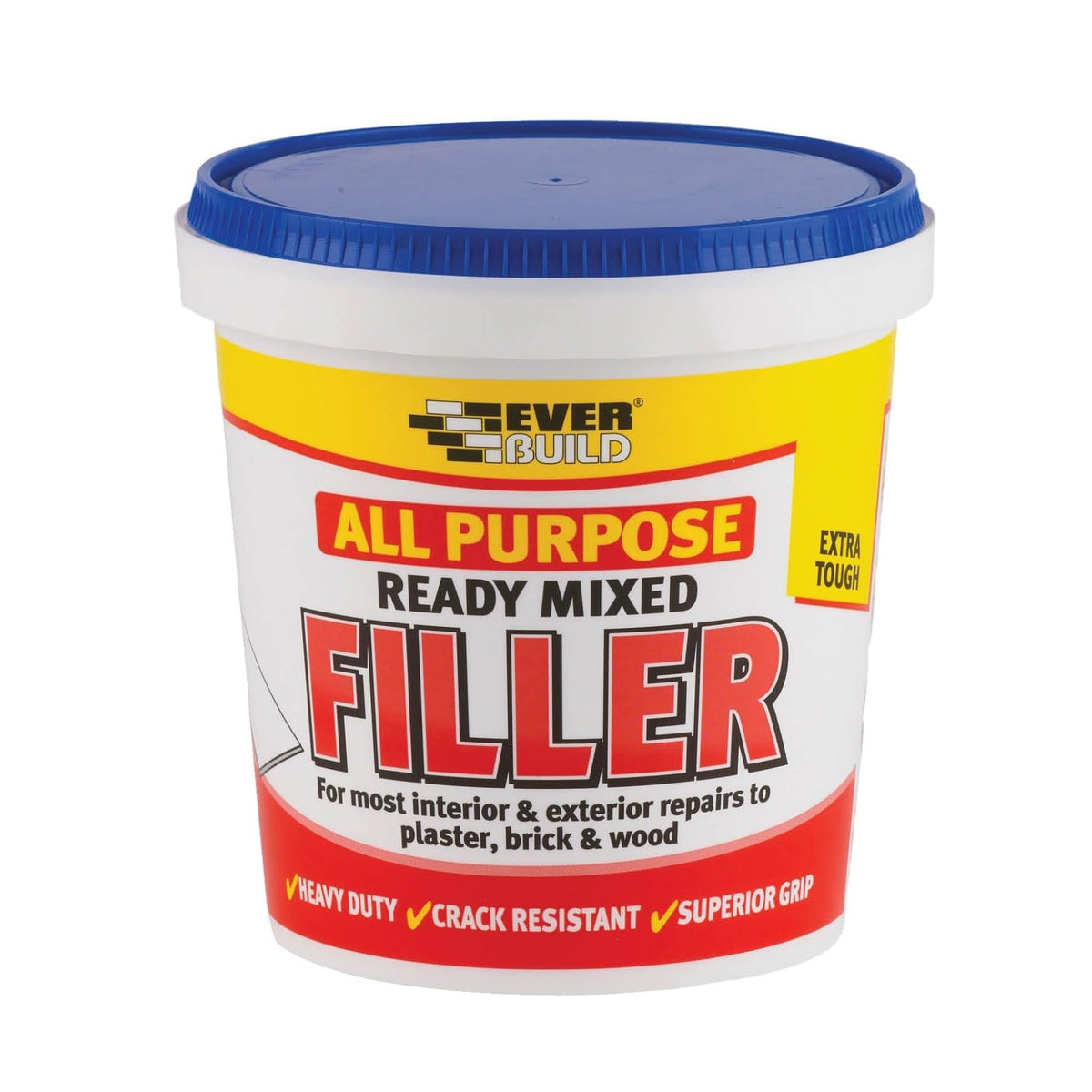 Everbuild Extra Tough All Purpose Ready Mixed Filler White 600g RMFILL06 | Heavy Duty and Crack Resistant | Interior and Exterior Use | Superior Grip | Ideal for Plaster-Brick and Wood Repairs